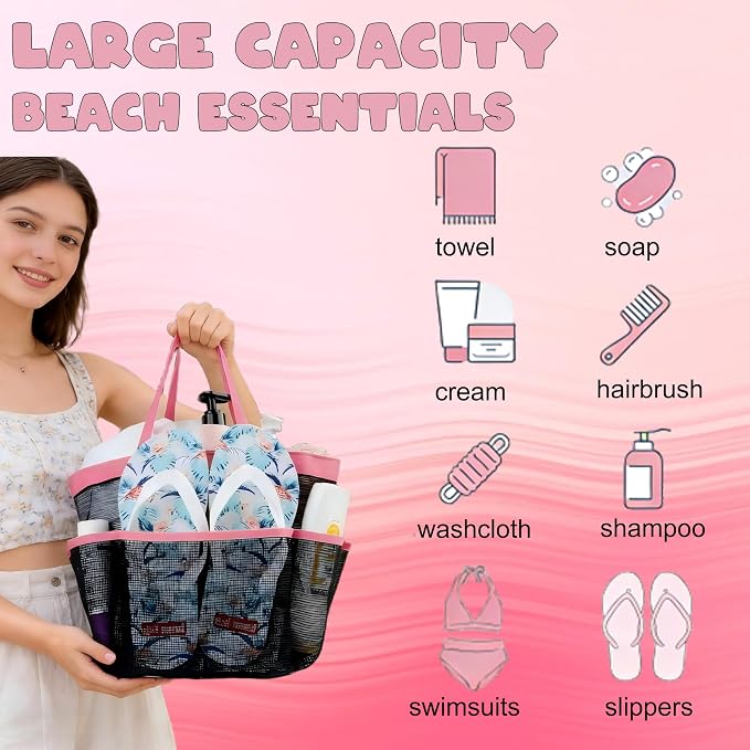 Attmu 2 Pack Mesh Shower Caddy Portable, Quick Dry Hanging Shower Tote Bag for College Dorm Room Essentials, Large Capacity Shower Caddy Dorm for Bathroom Gym Swimming - Image 2