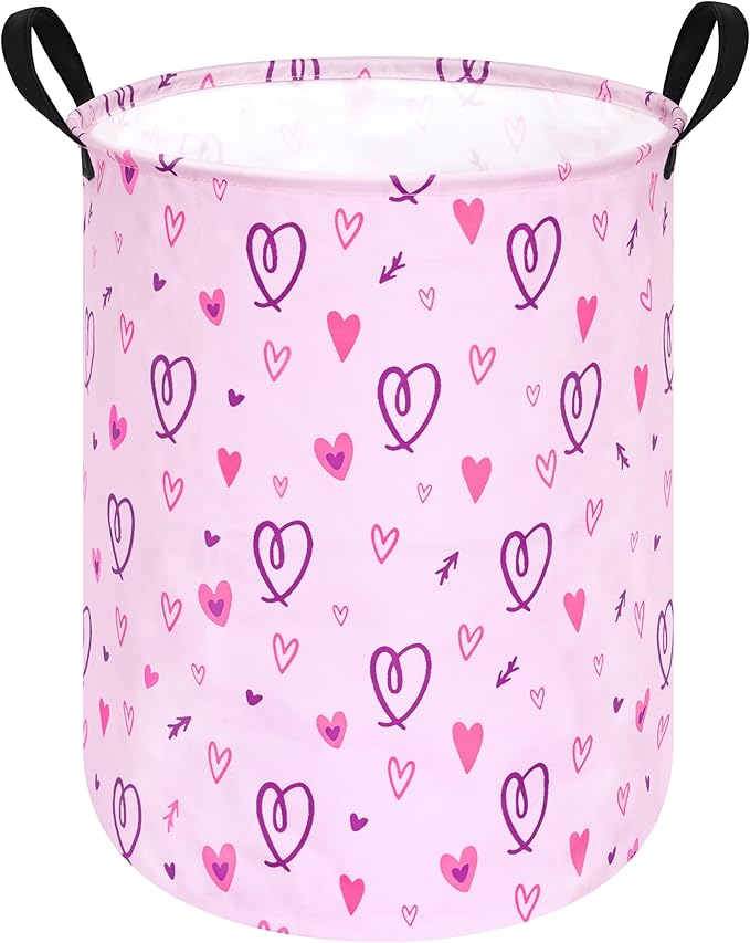 Collapsible Kids Laundry Basket Clothes Hamper, Foldable Storage Organizer Bin, Toy Clothes Storage with Handles for Boys Girls Bedroom, Room Decor Love by Unknown