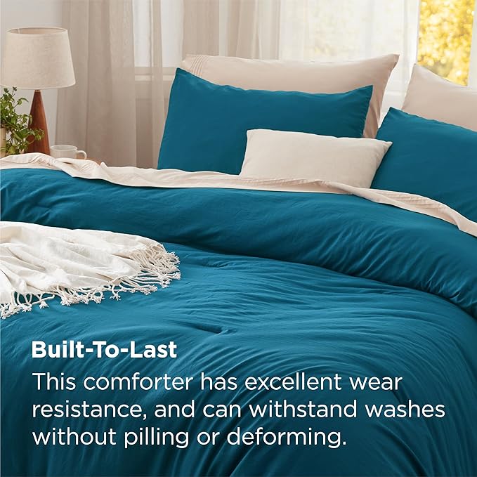 Bedsure California King Comforter Set, Teal Soft Prewashed Bedding for All Seasons, 3 Pieces GentleSoft™ Bed Set, 1 Lightweight Comforter (104"x96") and 2 Pillowcases (20"x36")