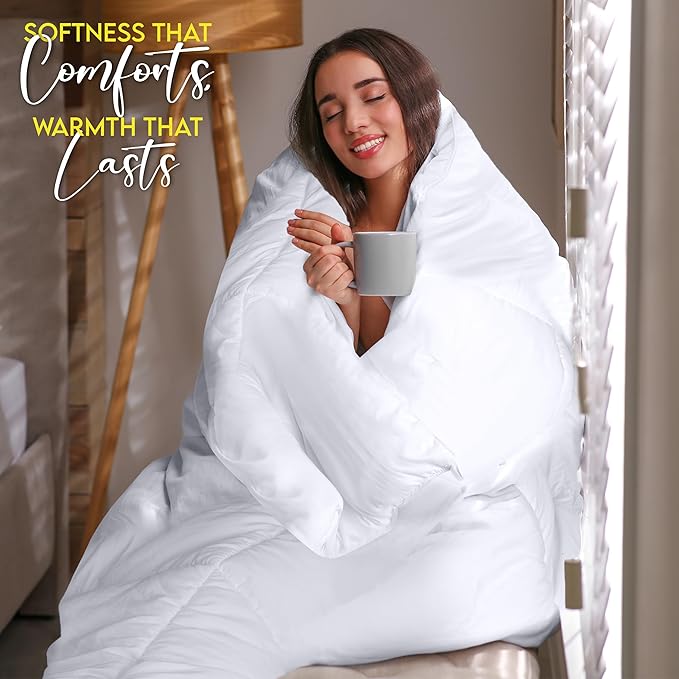 Utopia Bedding Full Comforter Duvet Insert, Quilted White Comforter with Corner Tabs, Box Stitched Down Alternative Comforters Full Size 82 x 86 inches