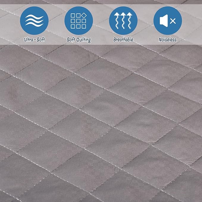 Queen Mattress Pad Soft Quilted Air Mattress Topper, Breathable and Noiseless Mattress Cover with Deep Pocket Fits up to 23 Inch Mattress, Grey