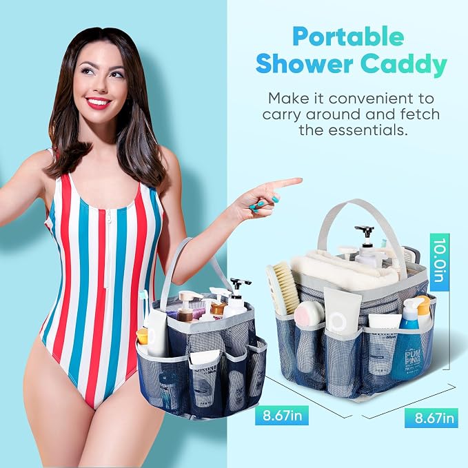 EUDELE Mesh Shower Caddy Portable for College Dorm Room Essentials,Shower Caddy Dorm with 8-Pocket Large Capacity for Beach,Swimming,Gym,Travel essentials - Image 4
