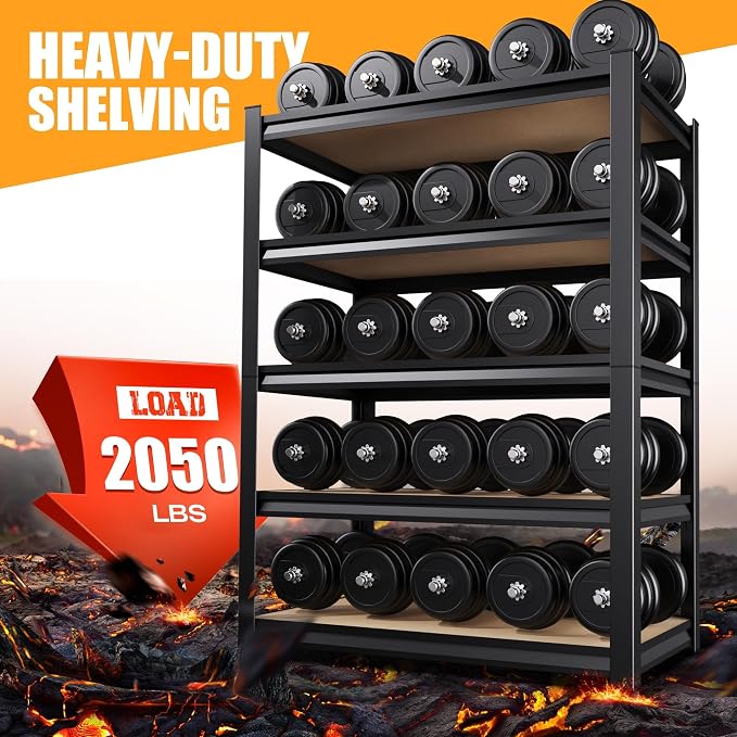 71.2" H Garage Shelving Heavy Duty Storage Shelves, Metal Adjustable Shelving Unit, Utility Garage Organizer Shelf for Basement, Pantry, Kitchen, Warehouse,15.7" Dx35.4 Wx71.2 H Black - Image 4