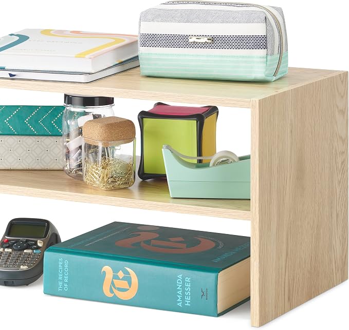 Whitmor Wood Stackable 2-Shelf Shoe Rack, White Oak, 31 inches - Image 4