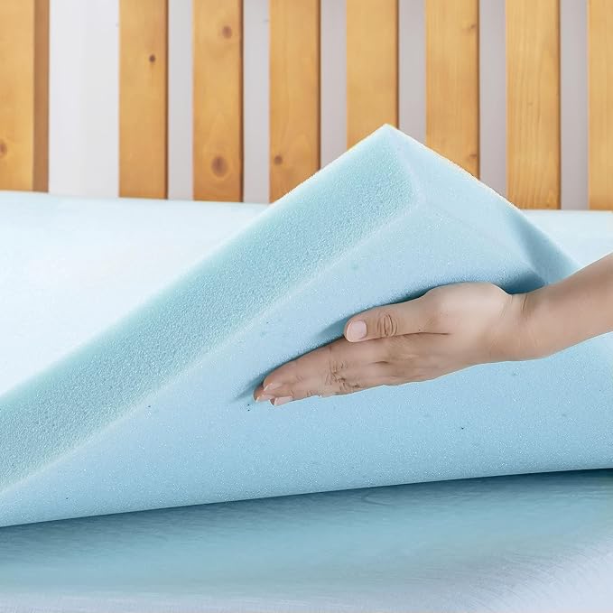 Best Price Mattress 2.5 Inch Ventilated Memory Foam Mattress Topper, Cooling Gel Infusion, CertiPUR-US Certified, Dorm Essentials, Twin, Blue