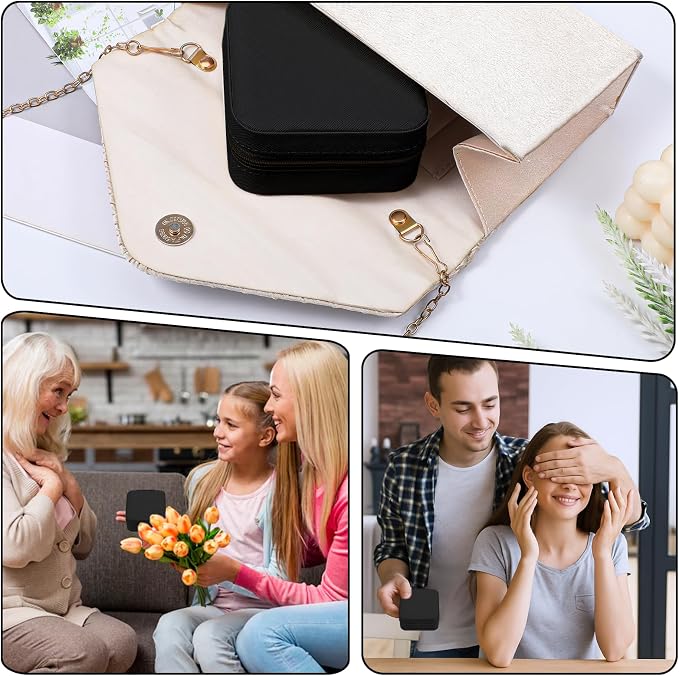 12pcs Mini Travel Jewelry Case,Black Bridesmaids Proposal Small Jewelry Box Mini Jewelry Organizer,Small PU Leather Portable Storage Box for Rings,Earrings,Necklaces,Pendants,Bracelets - Image 7