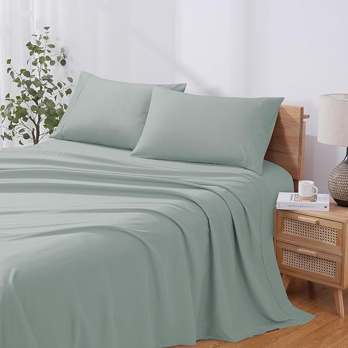 Modern Threads Soft Microfiber Solid Sheets - Luxurious Microfiber Bed Sheets - Includes Flat Sheet, Fitted Sheet with Deep Pockets, & Pillowcases Smoke Twin