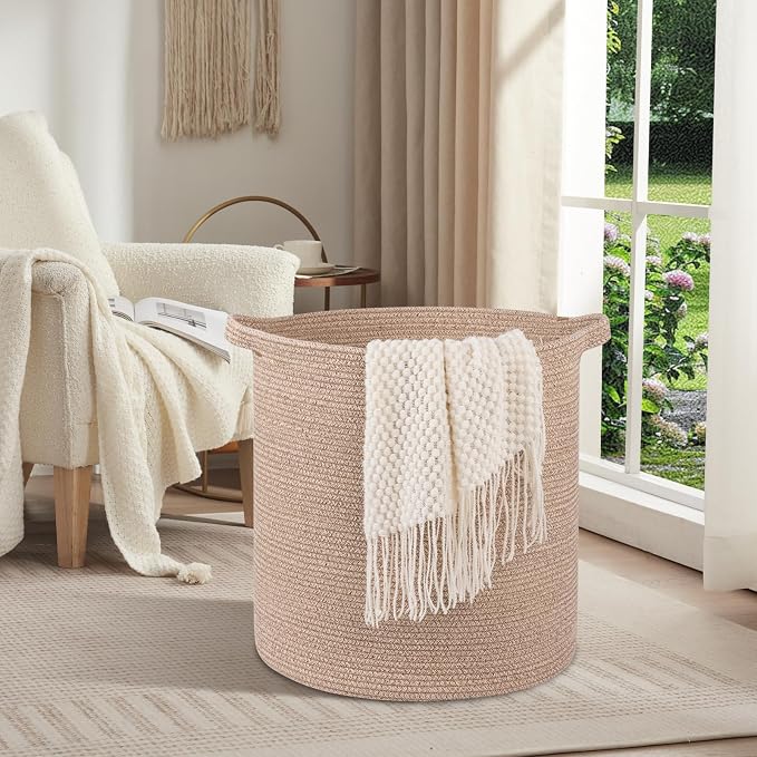 OIAHOMY 80L Laundry Hamper, Storage Basket with Handles, Laundry Basket For Toys, Pillows, Blankets,Clothes-20x18in-Brown - Image 2