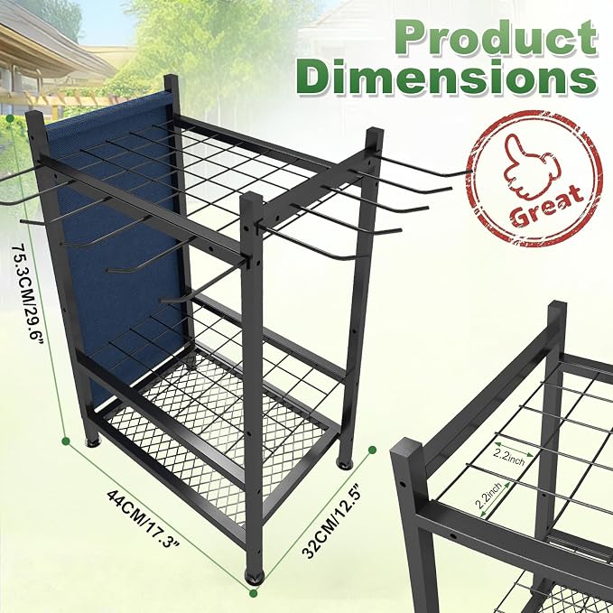 Garden Tool Organizer, Garden Yard Tool Rack for Garage, Garage Organization and Storage, Metal Yard Tools Storage up to 46 Tools/Rake/Broom/shovel/, Suitable for Garage, Yard, Patio, Shed - Image 2