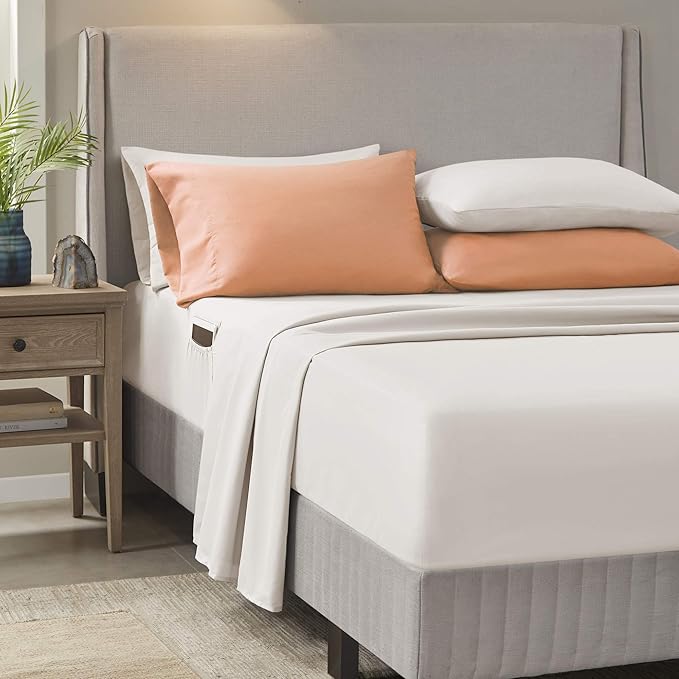 Comfort Spaces Bed in A Bag - Trendy Casual Design Cozy Comforter with Complete Sheet Set with Side Pocket, All Season Cover, Matching Shams, Queen(90"x90"), Gloria, Damask Coral 9 Piece