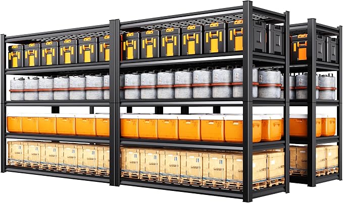 Set of 4 Heavy Duty Garage Shelving 5-Tier Storage Shelves, Adjustable Metal Shelving Unit, Utility Garage Organizer Shelf for Basement, Pantry, Warehouse, Supermarket, 59" W x 19.7" D x 72" H by Unknown