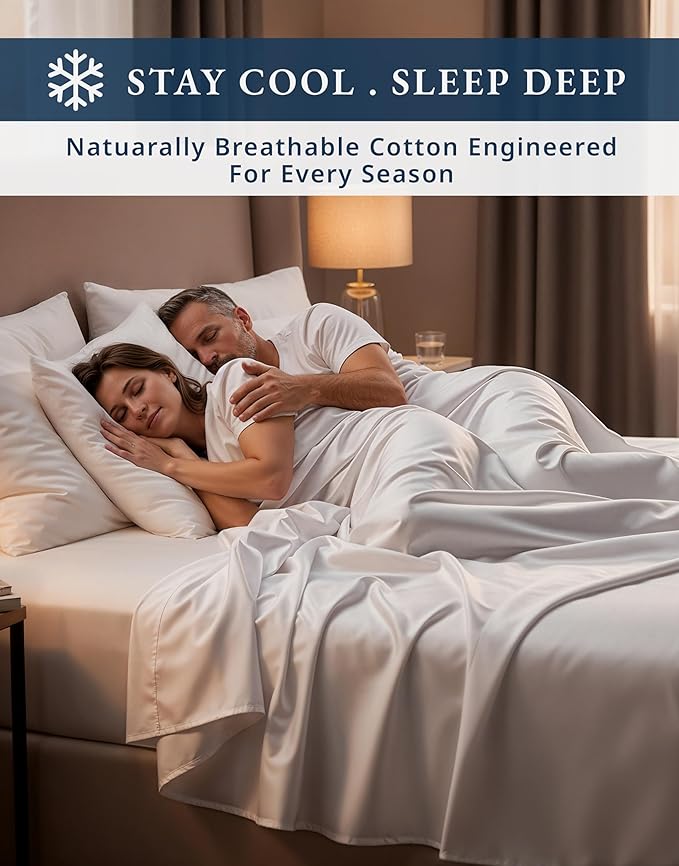 LANE LINEN 100% Egyptian Cotton California King Sheet Sets, Soft & Comfy Luxury Hotel Like Thick Fully Elasticized Bed Sheets, No Pill Fade Resistant Oeko Tex Certfied Cal King Sheets - White
