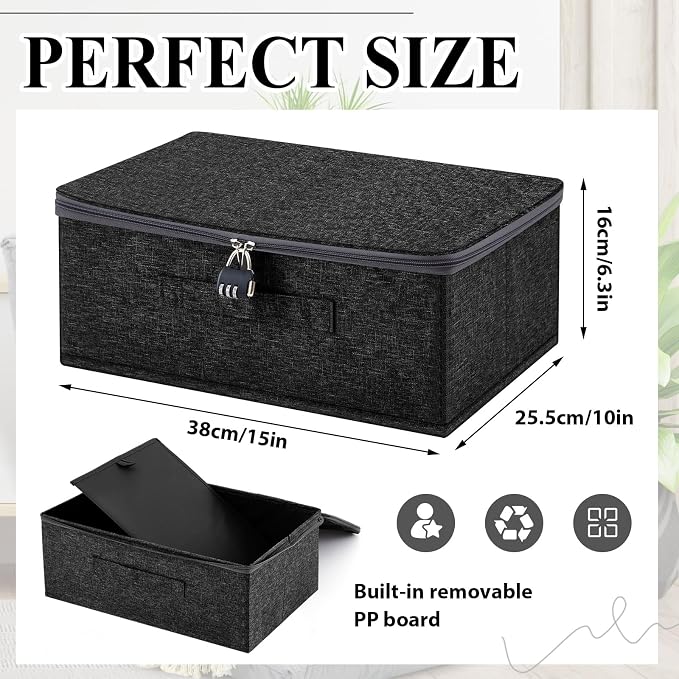 Briwooody Discreet Lockable Toy Bag Storage Organizer Toy Bag Storage Bins Case with Zipper Lid for Women and Men Clothes Container(Black,15 x 10 x 6.3 Inch) - Image 2