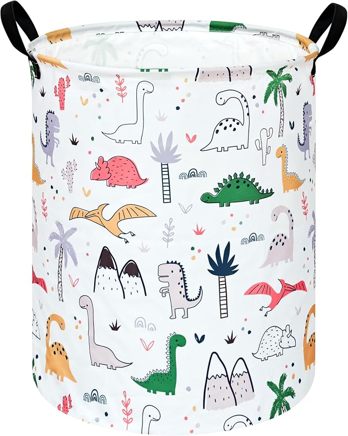 Collapsible Kids Laundry Basket Clothes Hamper, Foldable Storage Organizer Bin, Toy Clothes Storage with Handles for Boys Girls Bedroom, Room Decor Dinosaur by Unknown