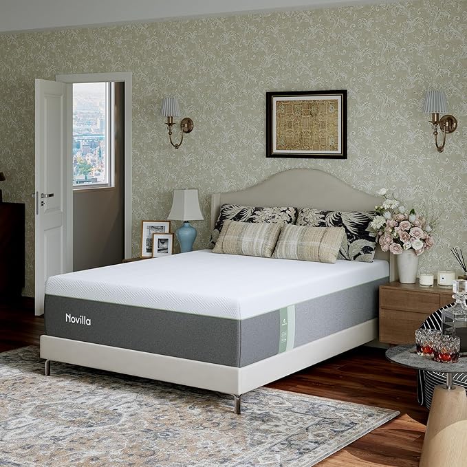 Novilla Bliss Green Tea Full Memory Foam Mattress, 10 Inch Mattress Full Size in a Box for Refreshing Sleep with Cool-Touch Nylon Cover, Zone Support & Pain Relief with CertiPUR-US Certified Foams