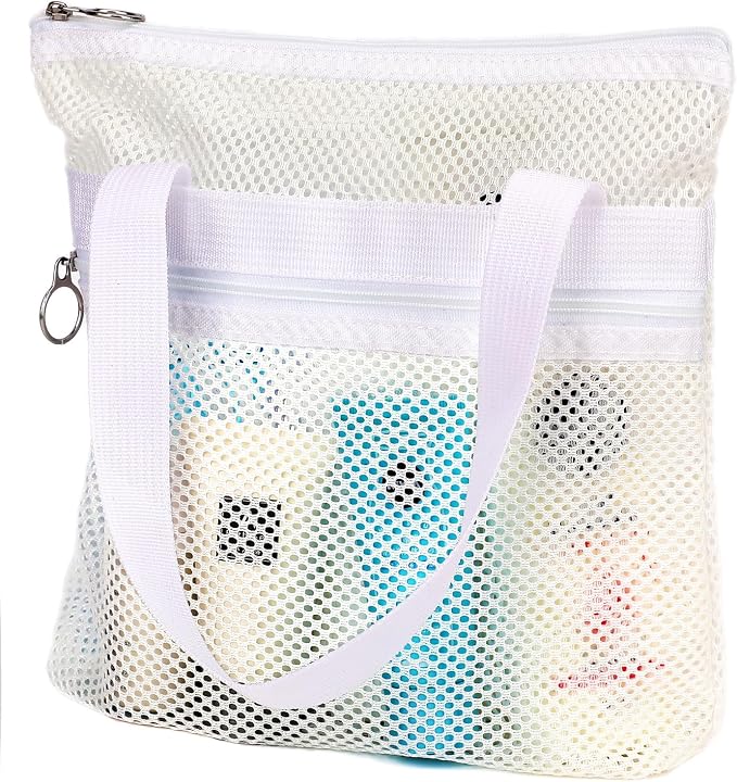 GYEUKHAM Mesh Shower Caddy Portable Shower Bag for Travel,Gym,Camping – Quick-Dry Hanging Toiletry Organizer with Zipper Pockets for Bathroom Essentials,White by GYEUKHAM
