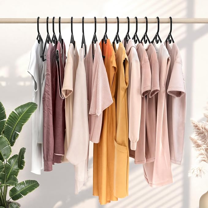 NEATERIZE Thick Heavy Duty Hangers - Black Plastic Clothes Hangers 24 Pack - Great for Coat Hanger, Jackets Jeans & Suit Hanger for Closet - New Apartment Essentials Percheros Ganchos para Colgar Ropa - Image 3
