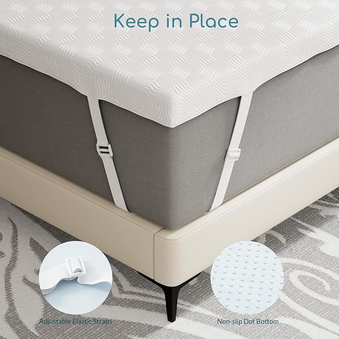 YOYOMAX Memory Foam Mattress Topper, 3 Inch Queen Size Gel Infused Cooling & Ventilated Memory Foam with Removable Washable Cover for Plush Comfort, CertiPUR-US Certified, 80"x60"x3"