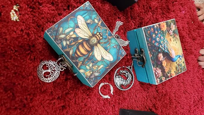 JB&C Premium Peacock Trinket Box Small Jewelry Keepsake Box | Earrings Necklace Storage Box for Girls Women | Peacock lovers Gift Idea, Animals Ornaments for Home Décor (3PS) - Image 5