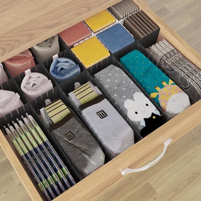 ALBAD Plastic Drawer Dividers Adjustable Drawer Organizer Dividers Separator for Tidying Clutter/Cutlery/Underwear/Socks/Clothes/Dresses/Boxes/Bins in Kitchen Bathroom Bedroom Office (8) - Image 5