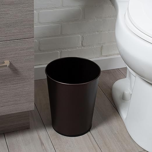 Bath Bliss 5 Liter Small Wastebasket | Round Open Top | Trash Can | Bathroom | Bedroom | Kitchen | Office | Dorm | Disposal Waste Bin | Garbage | Metal | Oil Rubbed Bronze - Image 4