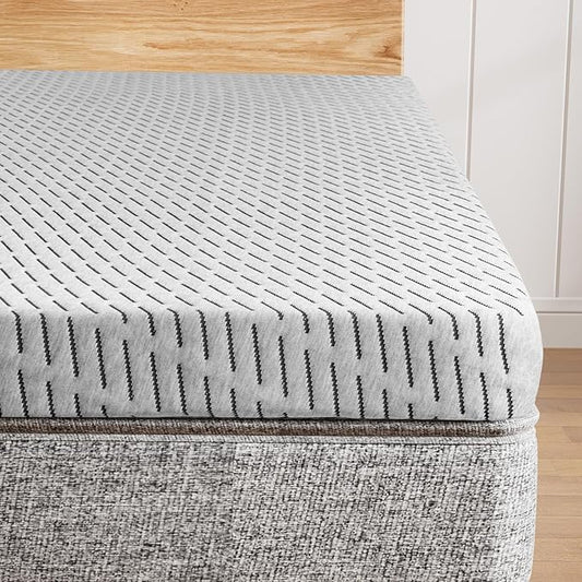 Bamboo Mattress Topper King Size 4 Inch, Cooling Gel & Bamboo Charcoal Memory Foam Mattress Topper for Back Pain Relief, Firm Dual-Layer Foam Bed Pad with Removable Cover