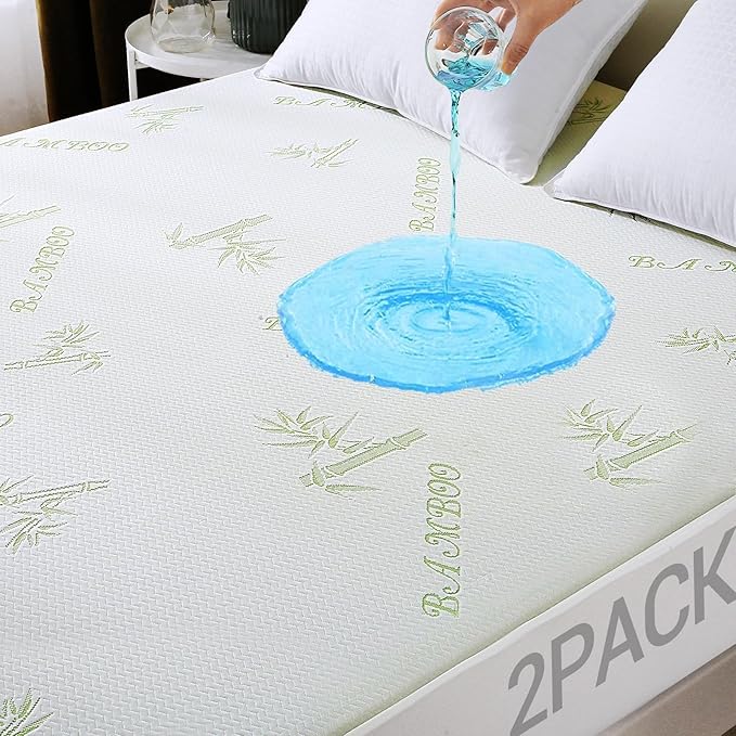 MUXHOMO 2 Pack Mattress Protector Full Size Bed, 100% Waterproof Mattress Cover, Cooling and Breathable Bed Pad Cover, Deep Pocket 8"-21"