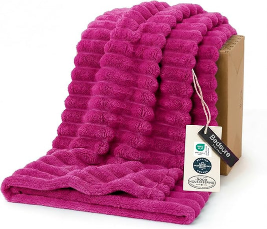 Bedsure GentleSoft Hot Pink Fleece Blanket for Couch - Cozy Soft Blankets for Women, Cute Small Throws for Girls, 60x80 Inches