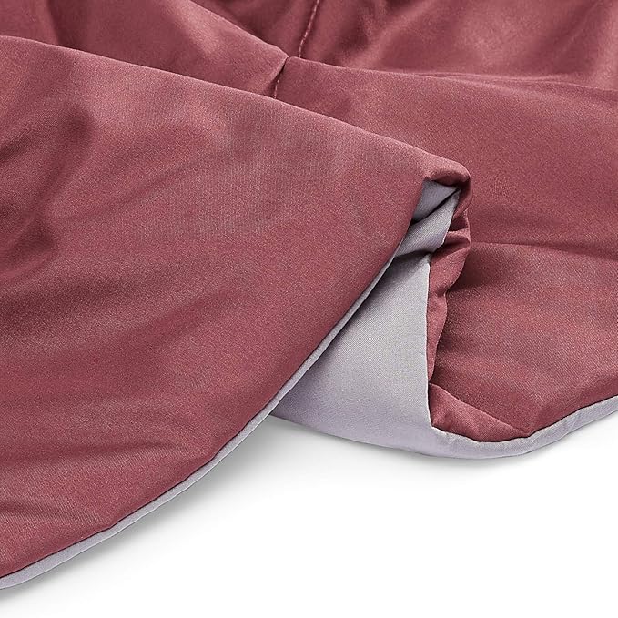 Amazon Basics Reversible Lightweight Microfiber All Season Comforter Blanket, Twin/Twin XL, Burgundy/Grey