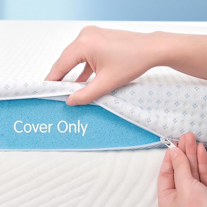 SyMax 2 Inch Mattress Topper Cover, California King Size Mattress Topper Protector Cover, Breathable Removable Zipper Cover Made from Bamboo