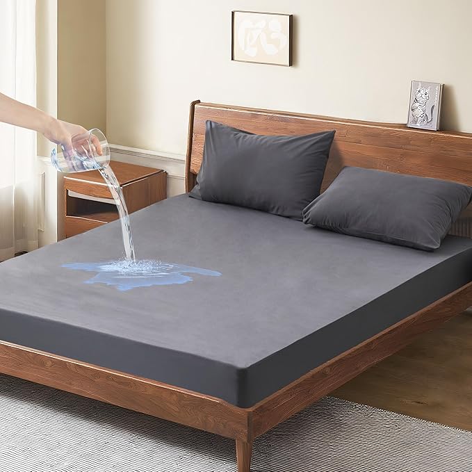 Waterproof Mattress Protector California King, Soft & Breathable Cal King Mattress Cover, Noiseless Fitted Sheet for Incontinence, Hypoallergenic, Machine Washable, 18'' Deep Pocket (72'' X 84'')