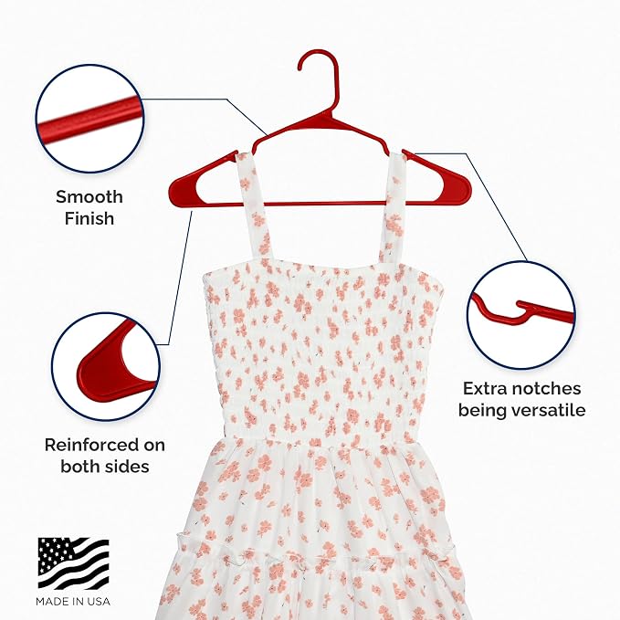 Closetselect Plastic Hangers 50 Pack - Space Saving Clothes Hangers, Made in USA, Durable & Strong Plastic Shirt & Coat Hanger with Notches & Shoulder Grooves, Non-Slip Clothing Hangers | Red Engine - Image 5