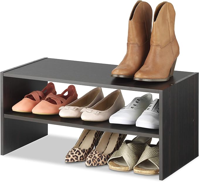 Whitmor Wood Stackable 2-Shelf Shoe Rack, 24 INCH, Espresso - Image 4