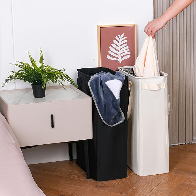 efluky Slim Laundry Basket, Narrow Laundry Hamper with Handles, Collapsible Dirty Clothes Hamper, Tall Laundry Bin for Laundry Room, Dorm and Bedroom, 12.7 Gallons(48L) Black - Image 6