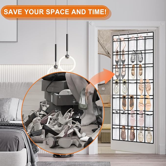 Aheroi 35 Pockets Large Over the Door Organizer, Breathable Mesh Pockets Shoe Organizer, Hanging Shoe Organizers Mesh Closet Shoe Holder Hanger Holds Up to 40 lbs, Space Saving Shoe Rack - Image 6