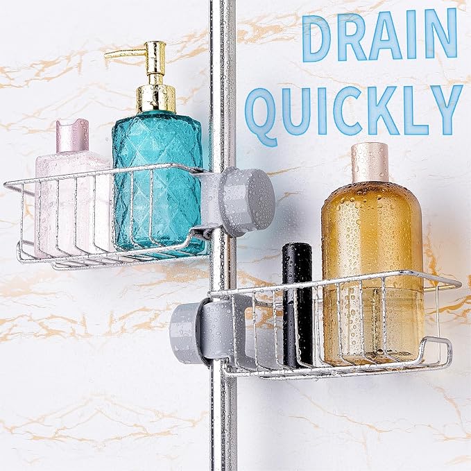 Clawfoot Tub Shower Caddy(Shower Rod Not Included),Clawfoot Tub Accessories,Tub Caddy,SUS304 Stainless Steel Shower Shelves,Clawfoot Tub Soap Caddy(Silver) - Image 5