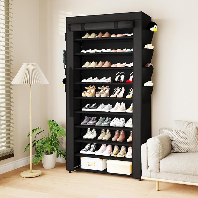 Mavivegue Shoe Rack with Cover, 10+1 Tier Tall Shoe Storage for 50-55 Pairs of Shoes, Shoe Organizer for Entryway, Closet - Image 2