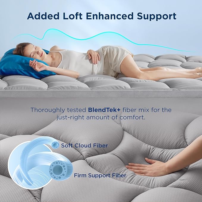 Bedsure Waterproof Mattress Topper Full - Pillow Top Full Mattress Protector with 8-21 Inches Deep Pocket, 800 GSM Extra Thick Bed Pad Fitted, Soft Bed Cover for Home, Bedroom, Hotel - Grey