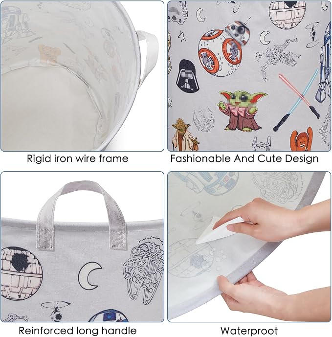 Room Nursery Decor,Baby Laundry Large Hamper Foldable With Waterproof Pe Coating,Dirty Clothes Basket Featuring The Child,Bedroom,Bathroom Set,Toy Bin,Boys and Girls Birthday Gifts (round) - Image 7