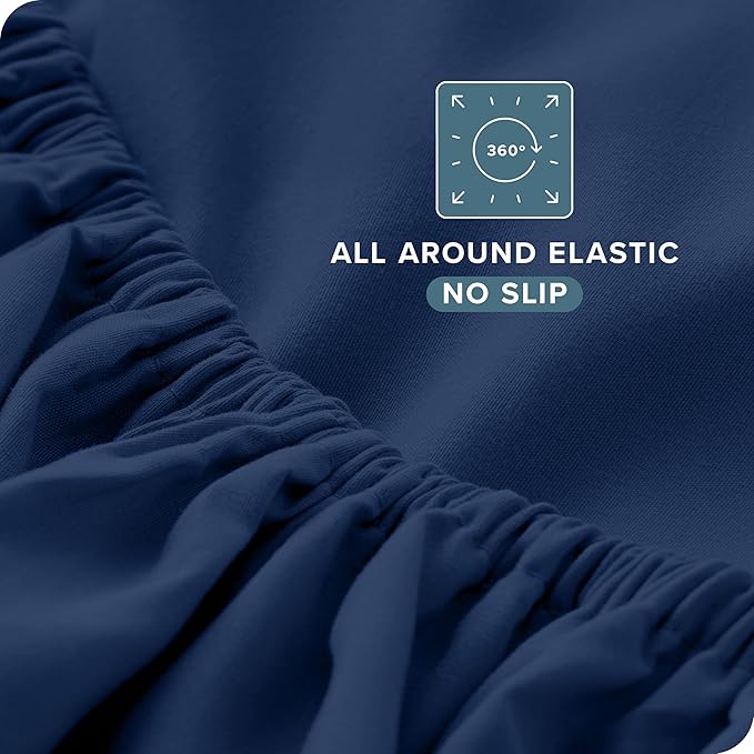 Bare Home Queen Sheet Set - 1800 Ultra-Soft Microfiber Queen Bed Sheets - Double Brushed - Deep Pockets - Easy Fit - 4 Piece Set - Bedding Sheets & Pillowcases (Queen, Dark Blue)
