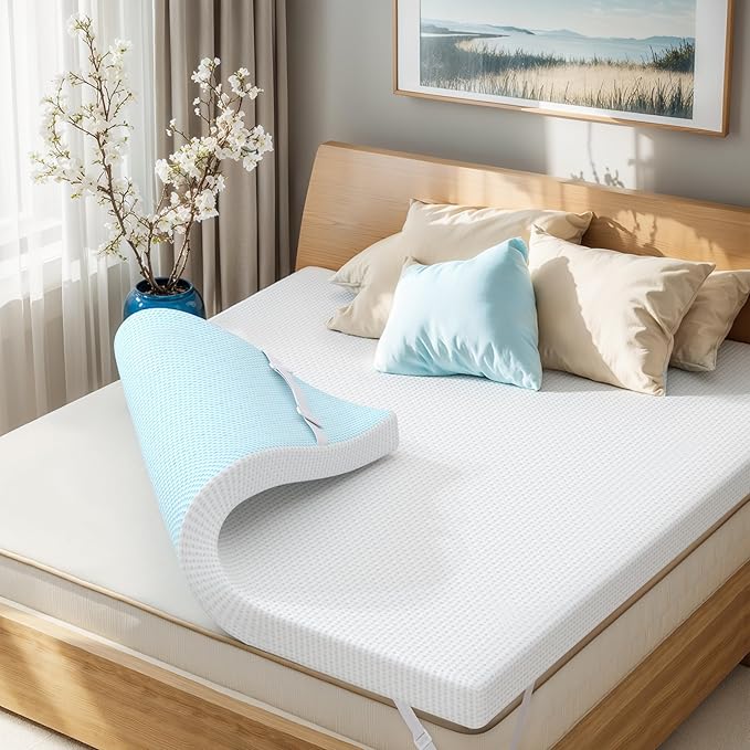 Subrtex Memory Foam Mattress Topper, 4 Inch Cal King Gel-Infused Memory Foam Topper, High Density Cooling Bed Topper Pad with Breathable Removable Fitted Cover CertiPUR-US Certified