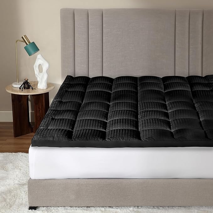 CirclesHome Hotel Collection Full XL Size Hybrid Mattress Protector & Pad - Extra Padded, Thick, Plush, & Fitted Mattress Topper for Bed - Comfortable Pillow Top Mattress Cover