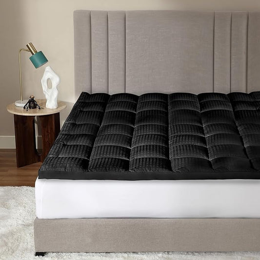 CirclesHome Hotel Collection Twin Size Hybrid Mattress Protector & Pad - Extra Padded, Thick, Plush, & Fitted Mattress Topper for Bed - Comfortable Pillow Top Mattress Cover