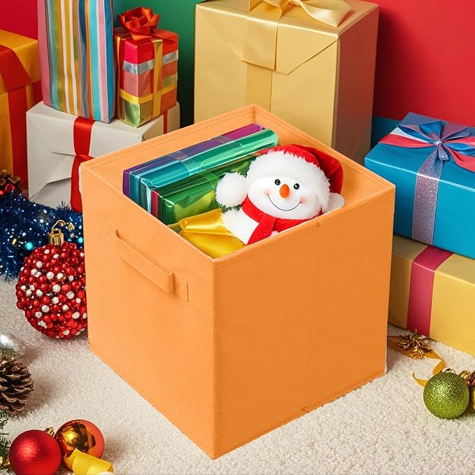 ShellKingdom Foldable Fabric Storage Cubes and Cloth Organizer Drawer for Closet and Toys, 6 Pack (Orange) - Image 7