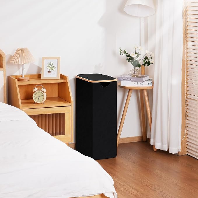 Vincona Slim Laundry Basket with Lid, Narrow Dirty Clothes Hampers for Laundry with Handle, Skinny Laundry Bin for Laundry Room, Dorm, Bedroom and Bathroom, 19.8 Gallon (75L) Black - Image 3