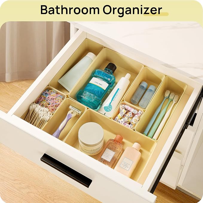 Vtopmart 25 PCS Plastic Drawer Organizers Set, 4-Size Versatile Bathroom and Vanity Drawer Organizer Trays, Storage Bins for Makeup, Bedroom, Kitchen Gadgets Utensils and Office - Image 5