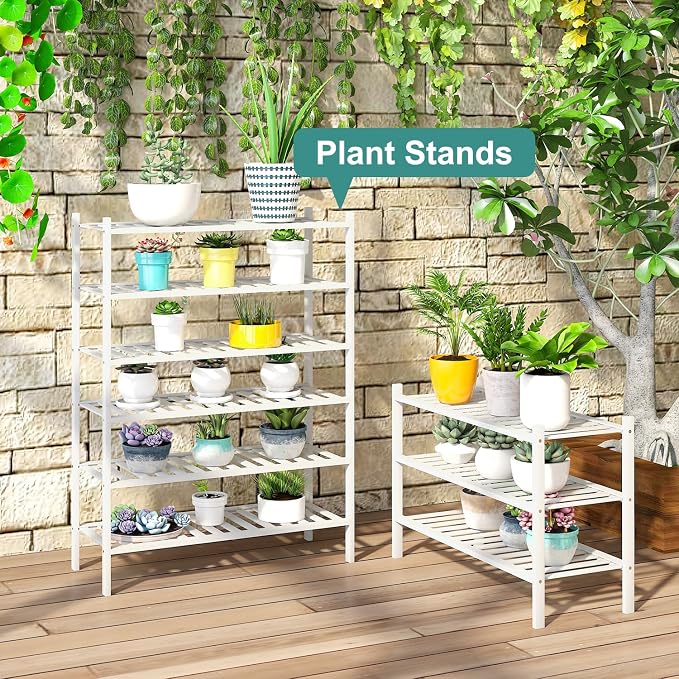 viewcare White Shoe Rack, 3-Tier Bamboo Wood Shoe Rack for Closet, Entryway & Hallway, and Stackable Shoe Shelf Storage Organizer for Indoor and Outdoor - Image 2