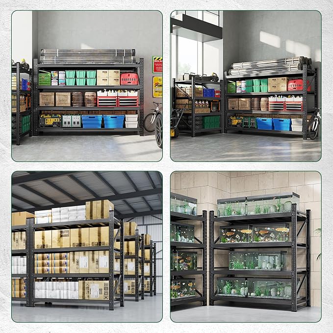 Letaya 3000LBS Storage Shelves Heavy Duty,70" H Garage Shelving Units, 4 Tier Adjustable Utility Rack Shelf,Large Metal Industrial Shelves,for Shop,Warehouse,Basement,Black (48" W x 24" D x 70" H) - Image 7