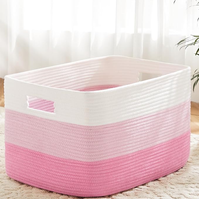 Artfeel Blanket Basket,Rectangle Woven Baskets for Storage,30L Laundry Basket for Decorative Nursery Blanket,Toys,Dirty Clothes and Magazine in Shelves,Baby Room,and Living Room by Artfeel