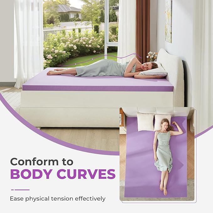 BDEUS Gel Memory Foam Mattress Topper Twin XL, 1.5 in Twin Extra Long Mattress Pad for College Dorm Single Bed, Ventilated Soft Bed Topper, CertiPUR-US Certified, Twin XL Size